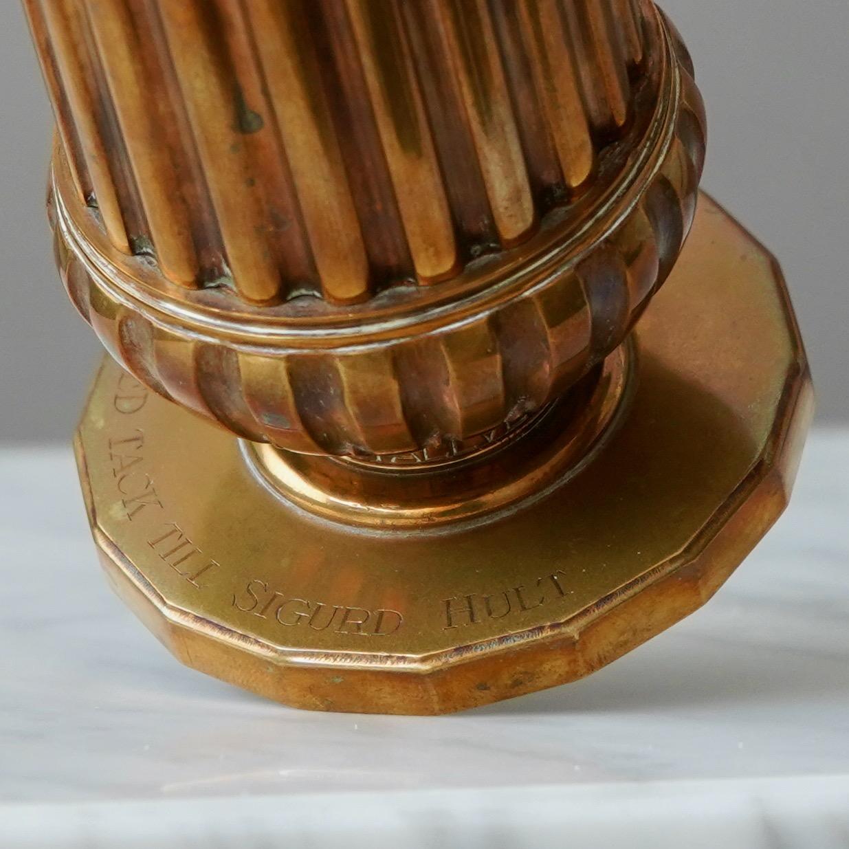 Vaso Art Deco in bronzo di SVM Handarbete, Svezia, anni '30 in vendita 3