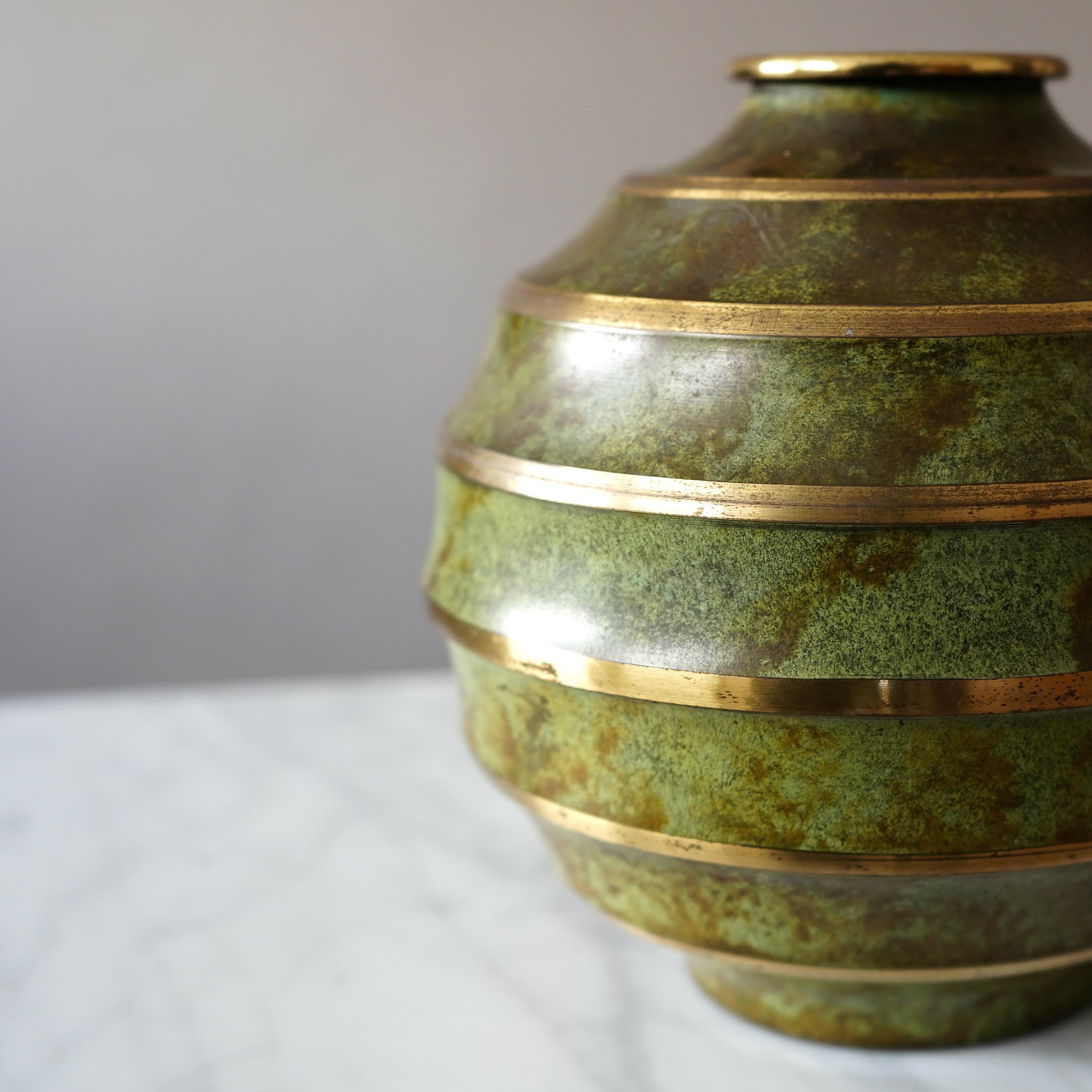 Bronze Art Deco Vase by SVM Handarbete, Sweden, 1930s For Sale 6
