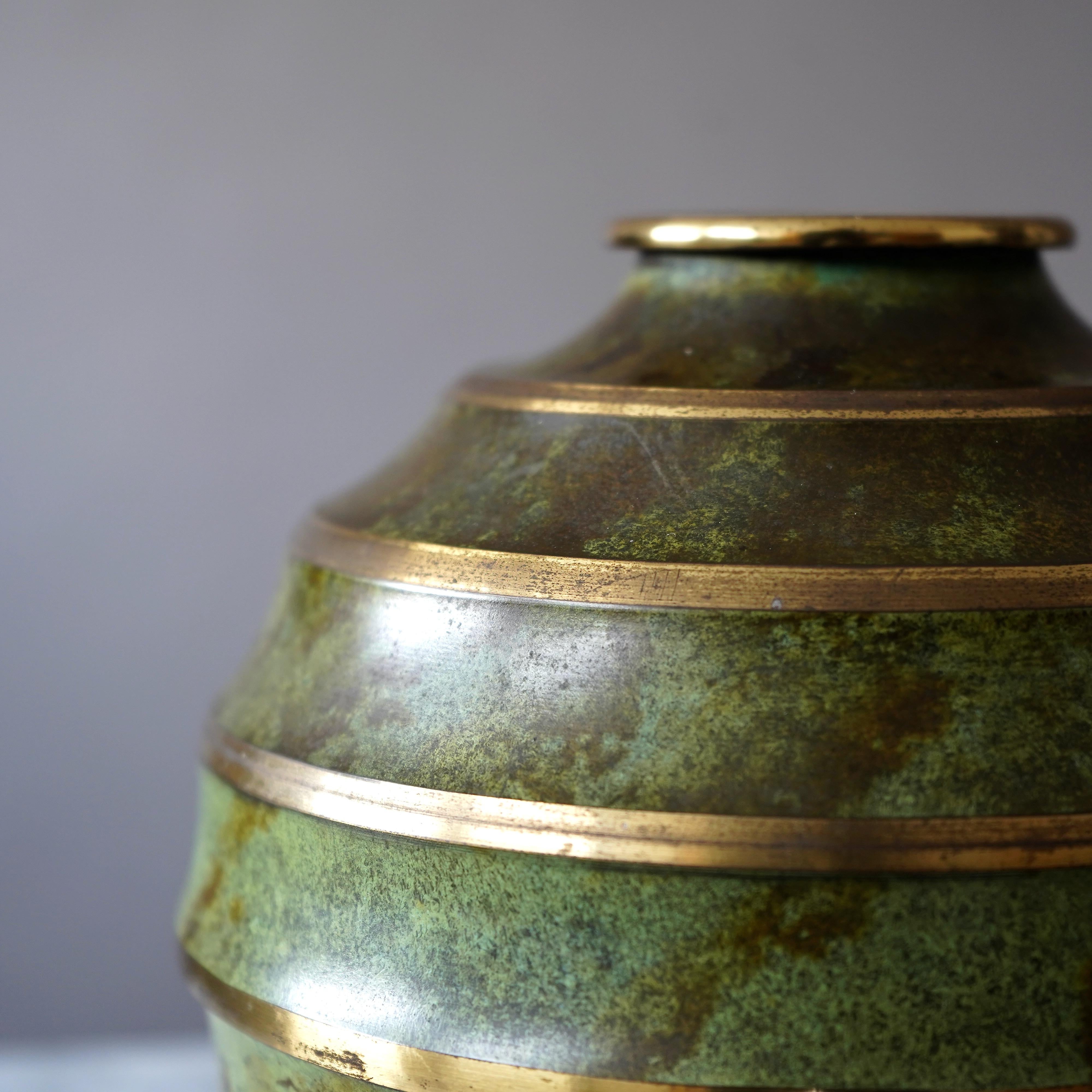 Swedish Bronze Art Deco Vase by SVM Handarbete, Sweden, 1930s For Sale