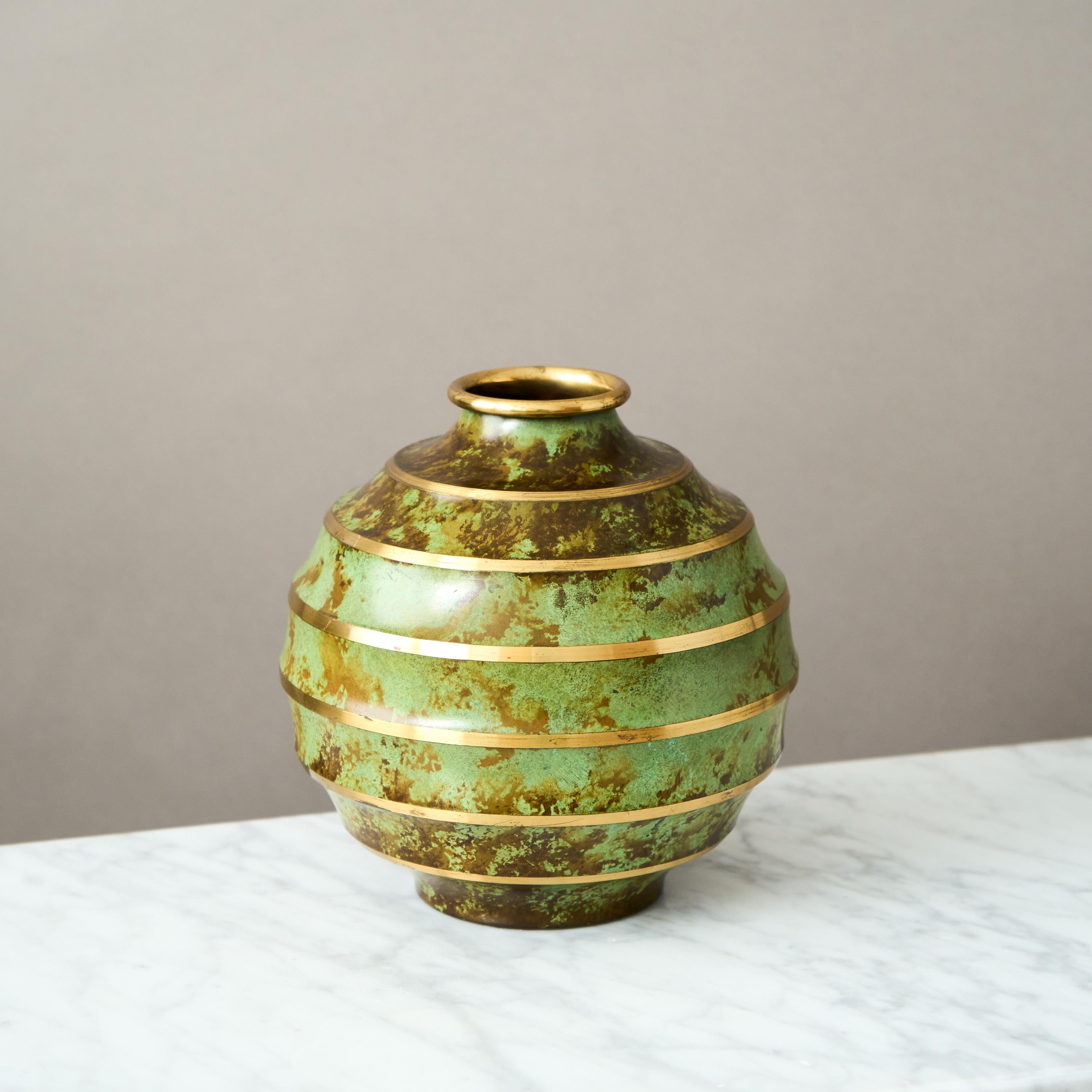 Bronzevase im Art déco-Stil von SVM Handarbete, Schweden, 1930er Jahre (Schwedisch) im Angebot