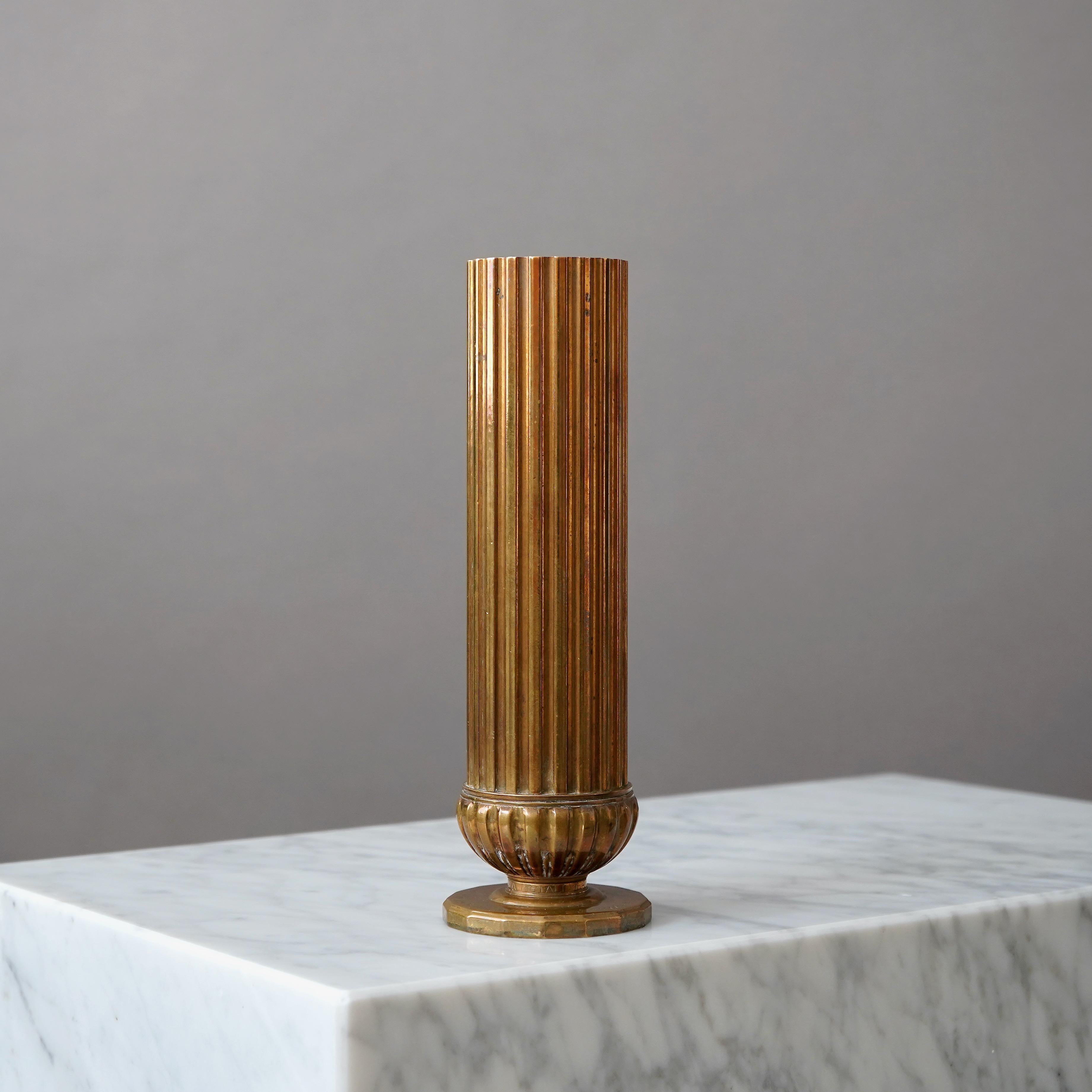 Cast Bronze Art Deco Vase by SVM Handarbete, Sweden, 1930s For Sale