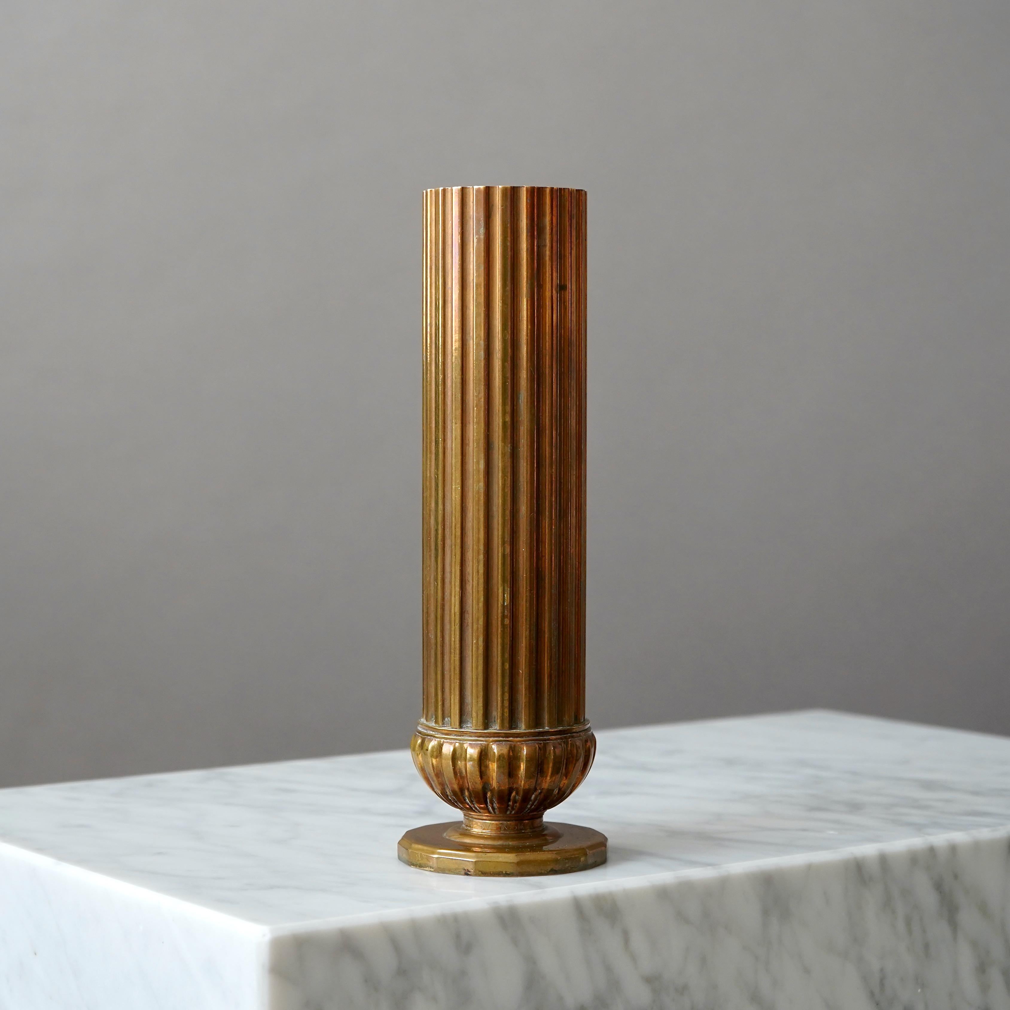 Mid-20th Century Bronze Art Deco Vase by SVM Handarbete, Sweden, 1930s For Sale
