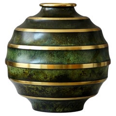 Bronze Art Deco Vase by SVM Handarbete, Sweden, 1930s
