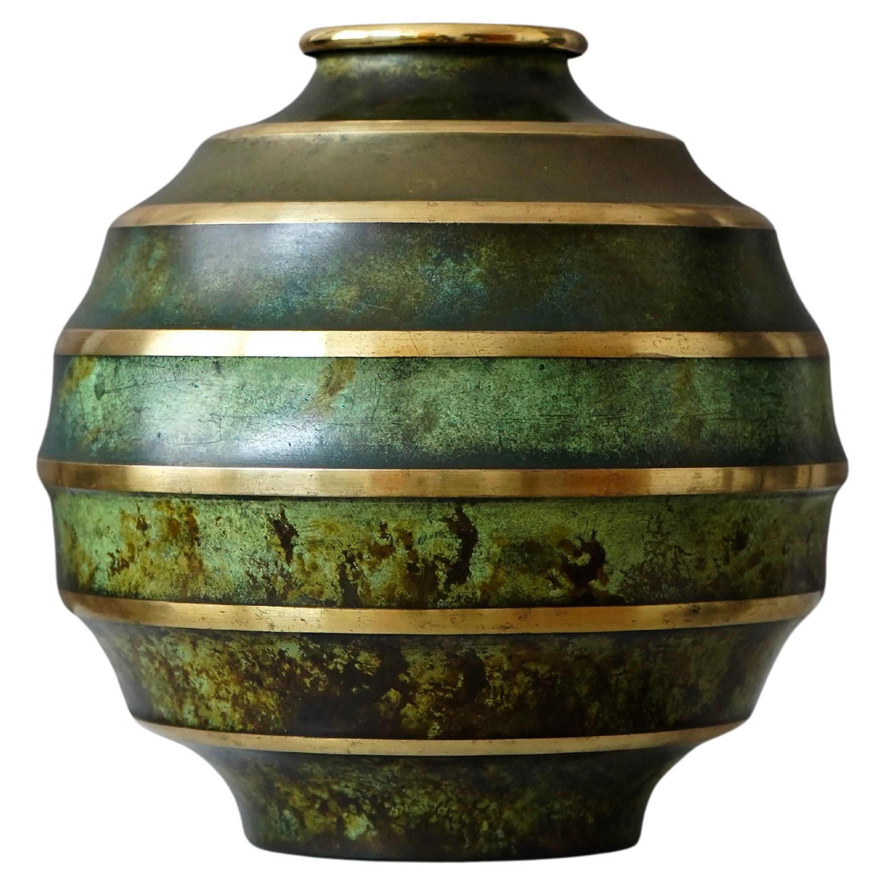 Bronze Art Deco Vase by SVM Handarbete, Sweden, 1930s For Sale