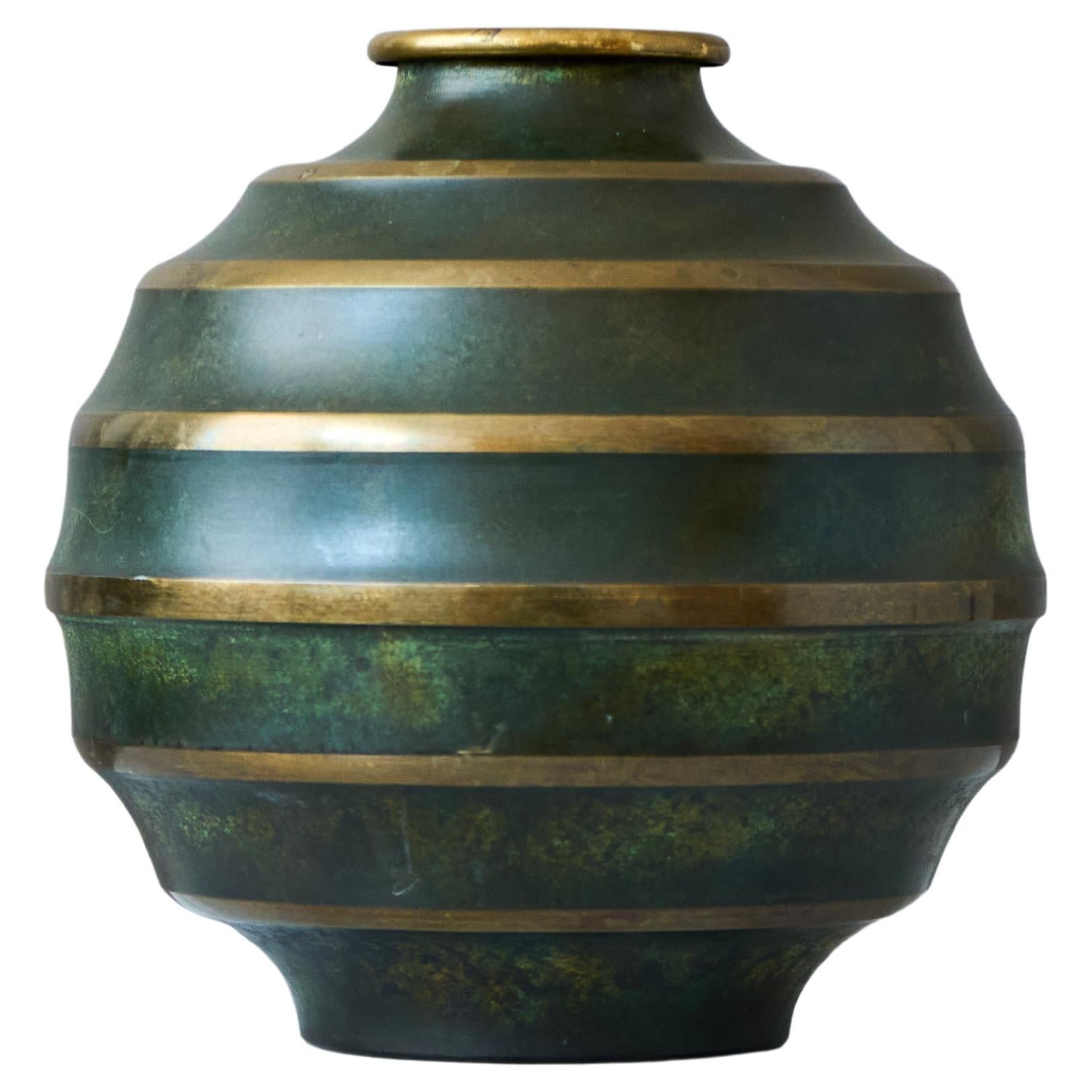 Bronzevase im Art déco-Stil von SVM Handarbete, Schweden, 1930er Jahre