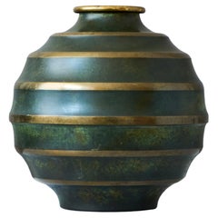 Vaso Art Deco in bronzo di SVM Handarbete, Svezia, anni '30