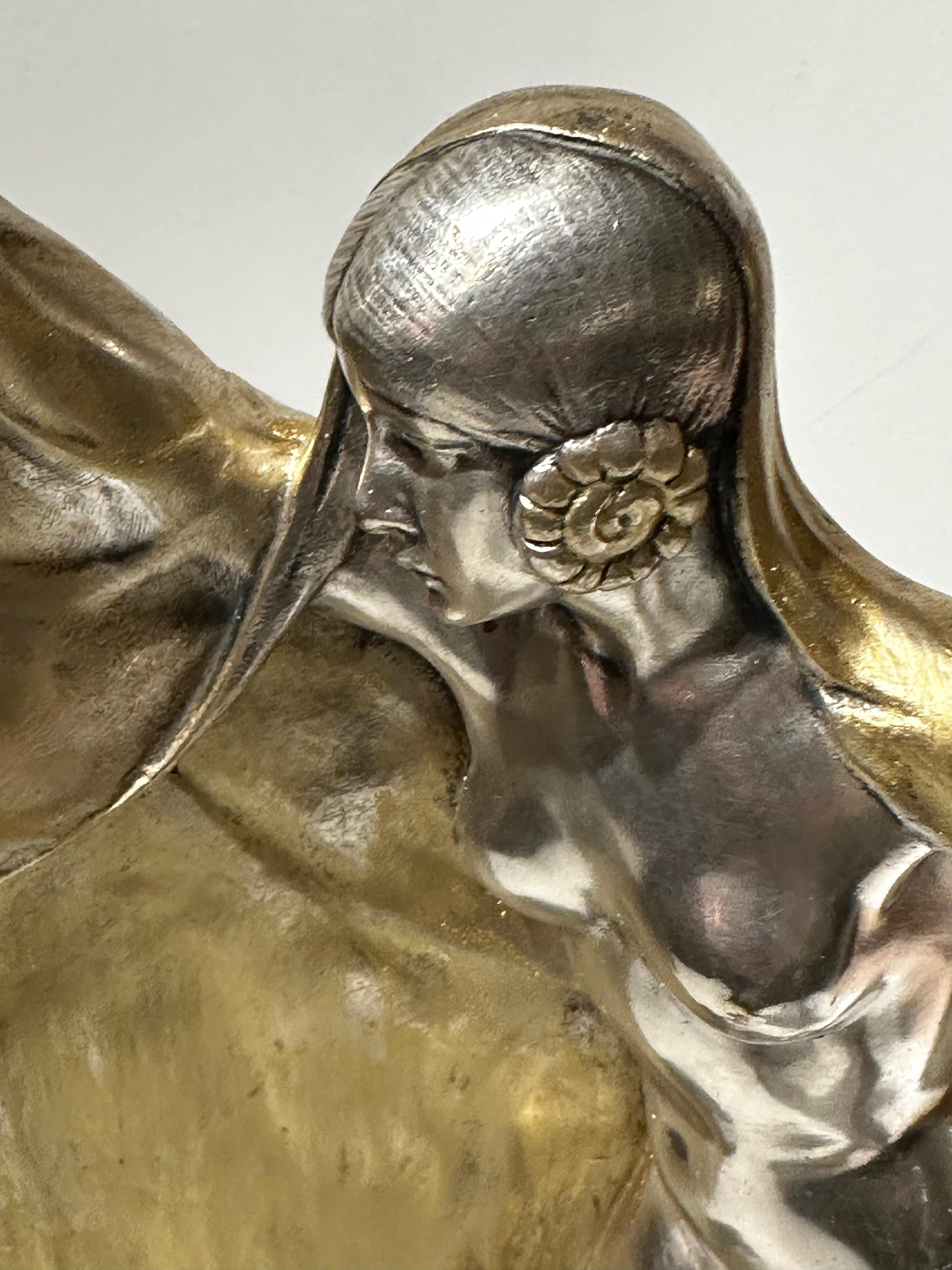 Bronze-Art-Déco-Seil-Tänzer von Armand Lemo auf Marmor (Art déco) im Angebot