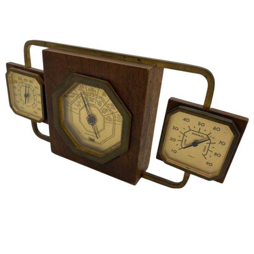 American Bronze Art Deco Weather Station Temperature, Humidity, Stormoguide by Taylor