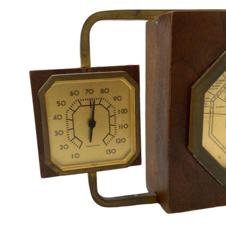 Bronze Art Deco Weather Station Temperature, Humidity, Stormoguide by Taylor In Excellent Condition In Van Nuys, CA