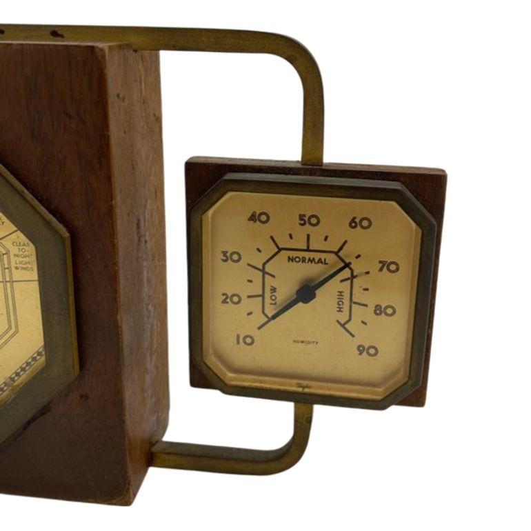 Mid-20th Century Bronze Art Deco Weather Station Temperature, Humidity, Stormoguide by Taylor