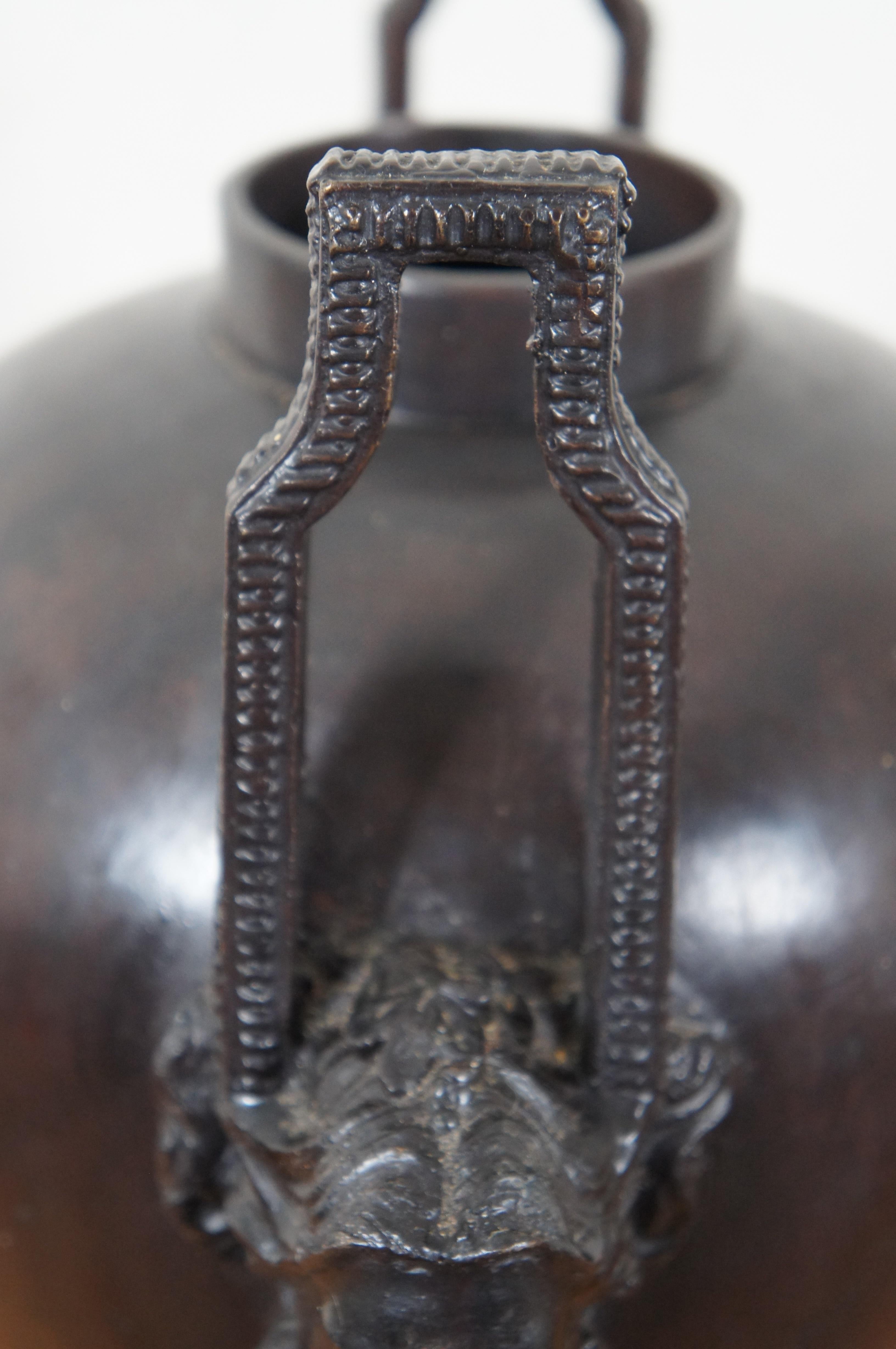 Maitland Smith Bronze Art Nouveau Bas Relief Face Bust Handle Mantel Vase Urn For Sale 8