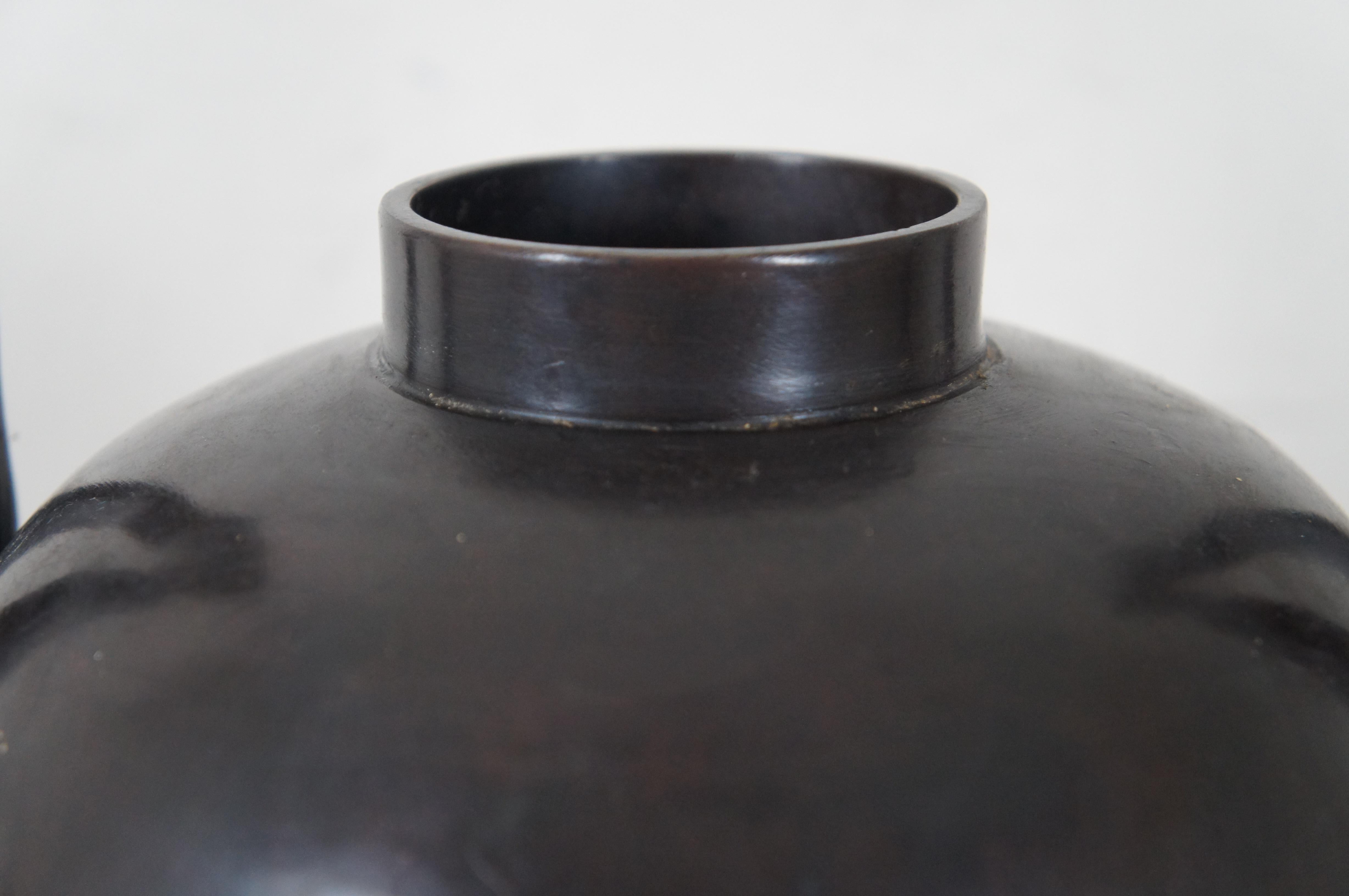 Maitland Smith Bronze Art Nouveau Bas Relief Face Bust Handle Mantel Vase Urn For Sale 5
