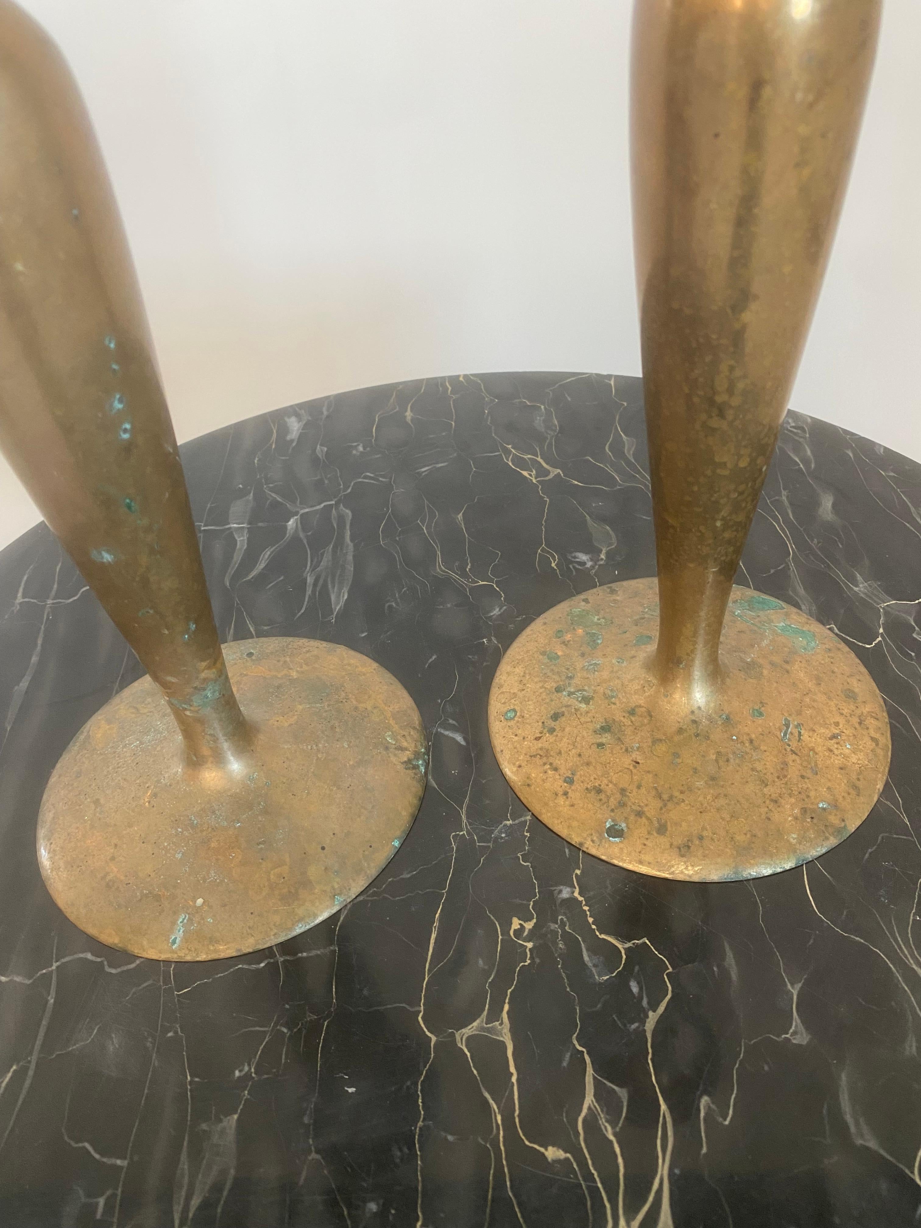 Portacandele Art Nouveau in bronzo, una coppia in vendita 4