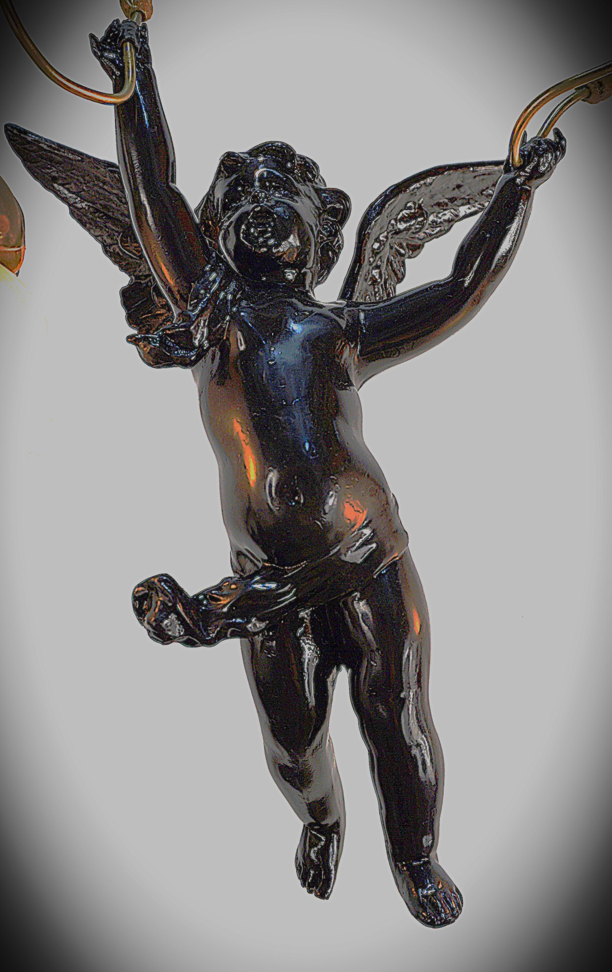 Bronze Art Nouveau Cherub Chandelier For Sale 2