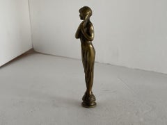 Bronze Art Nouveau Cloaked Women Letter Wax Seal Stamp, France, 1890