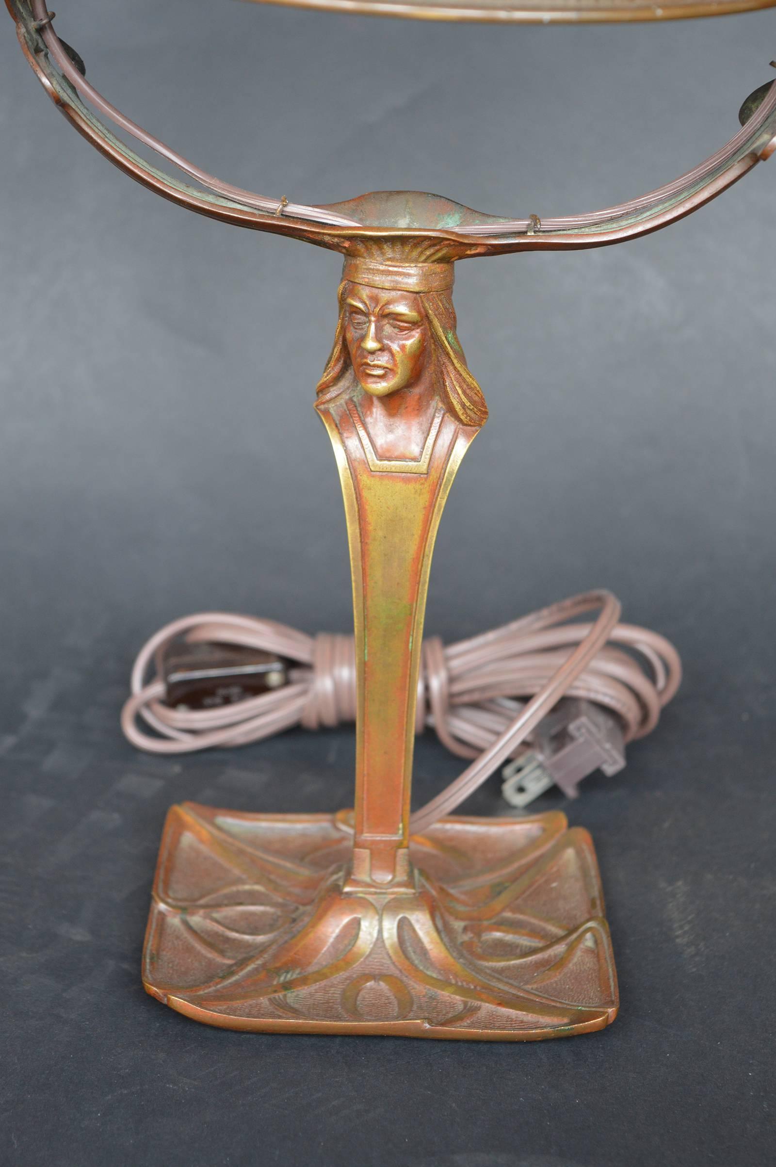 Bronze Art Nouveau table lamp.