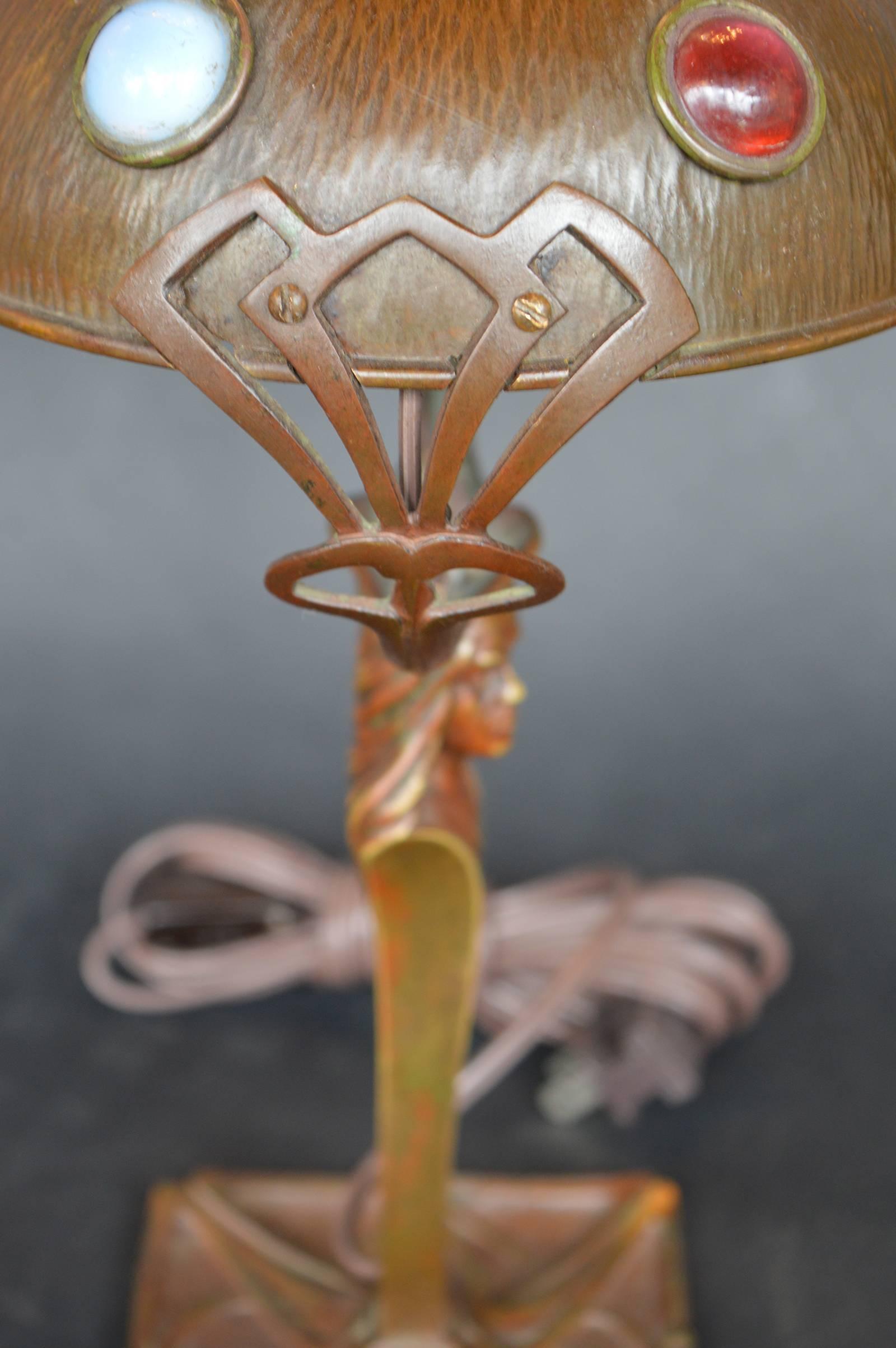 French Bronze Art Nouveau Lamp