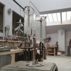 Bronze Art Nouveau Lamp with Majorelle Foot and Pâte de Verre