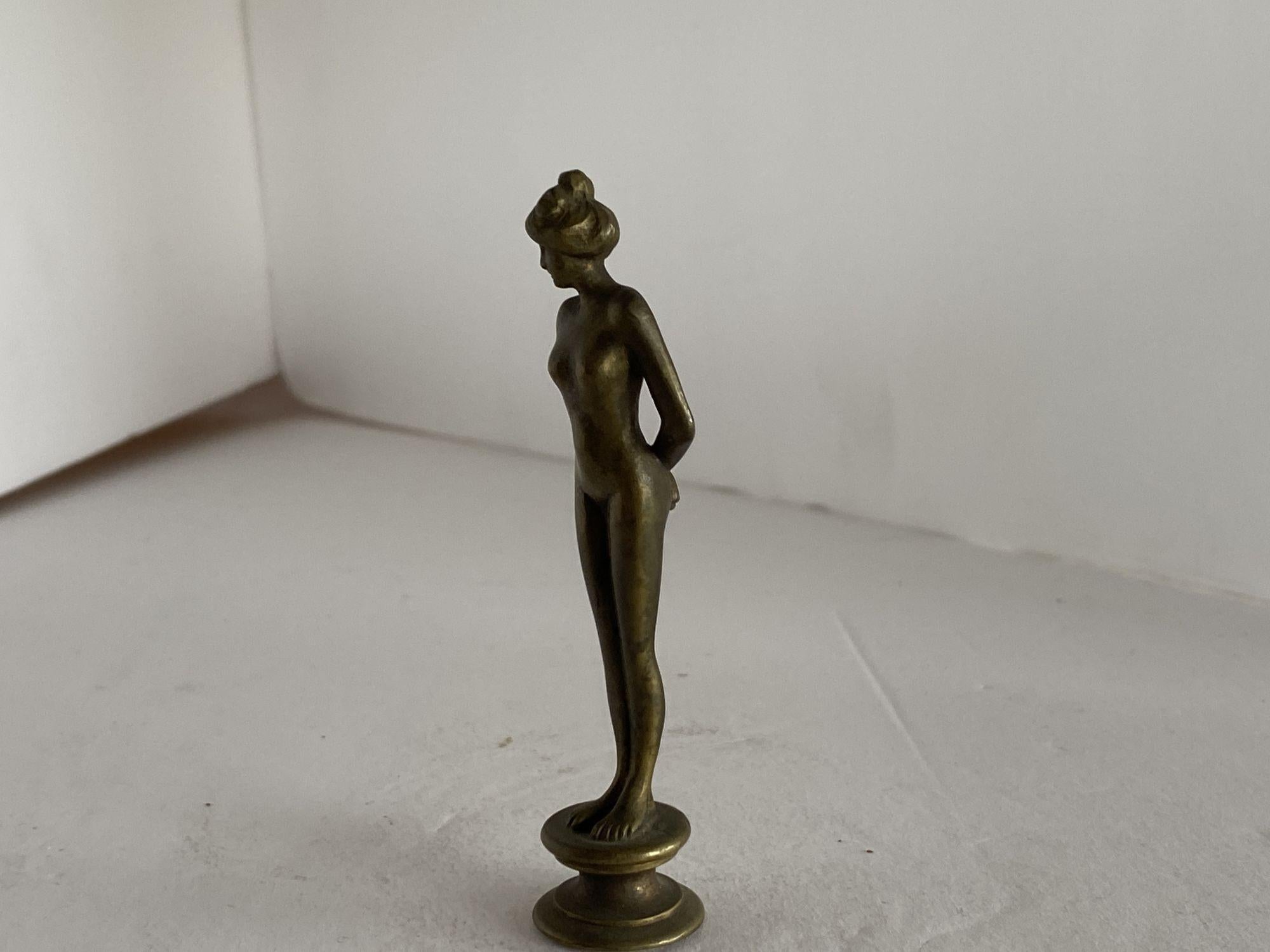 Late Victorian bronze Art Nouveau nude women letter Wax seal stamp unused and never monogrammed.
 
Circa 1890.