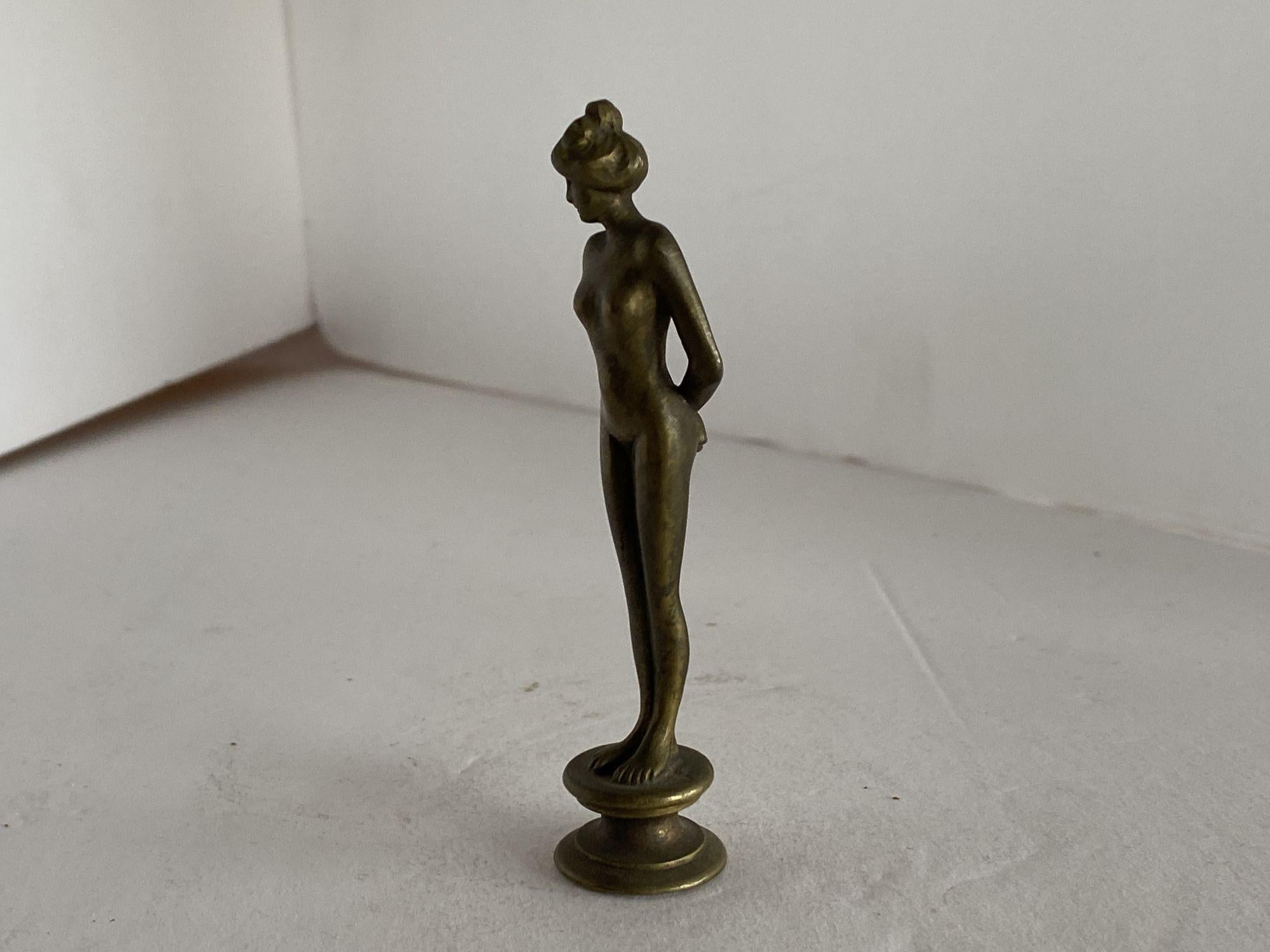 Américain Bronze Art Nouveau Nude Women Letter - Sceau en cire - Sceau à papier en vente