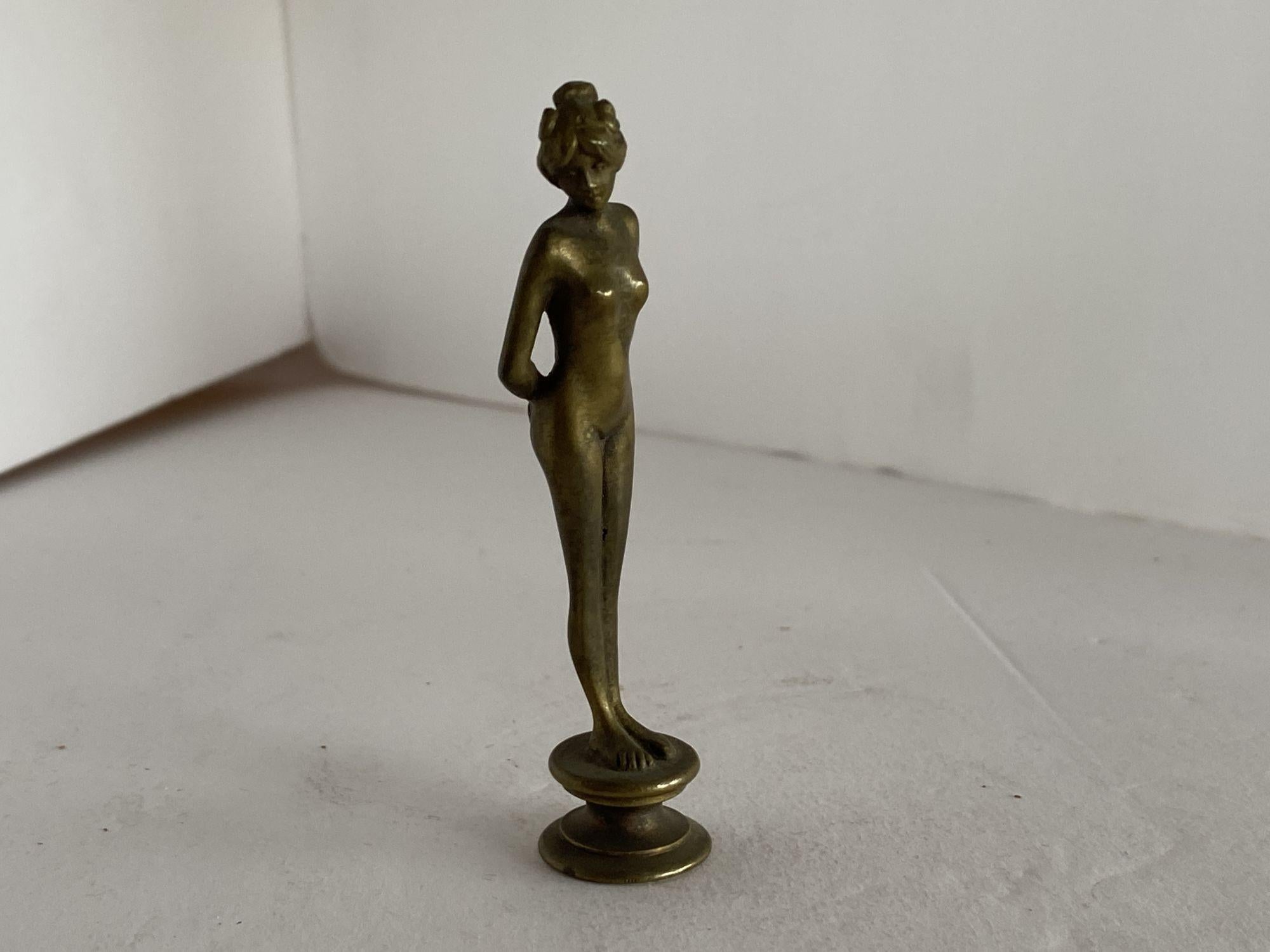 Bronze Art Nouveau Nude Women Letter Wax Seal Stamp In Excellent Condition For Sale In Van Nuys, CA