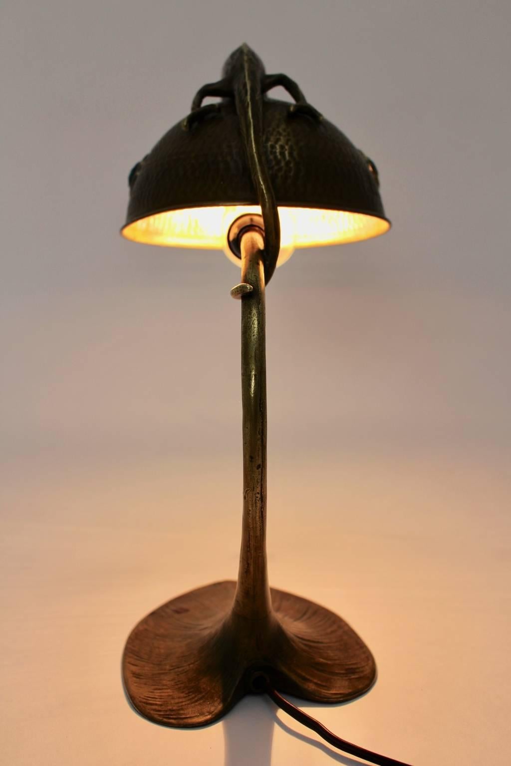 Bronze Art Nouveau Table Lamp France 1