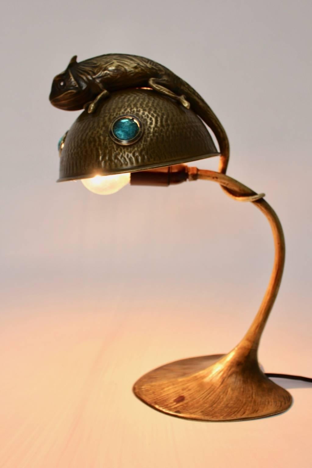 Bronze Art Nouveau Table Lamp France 2