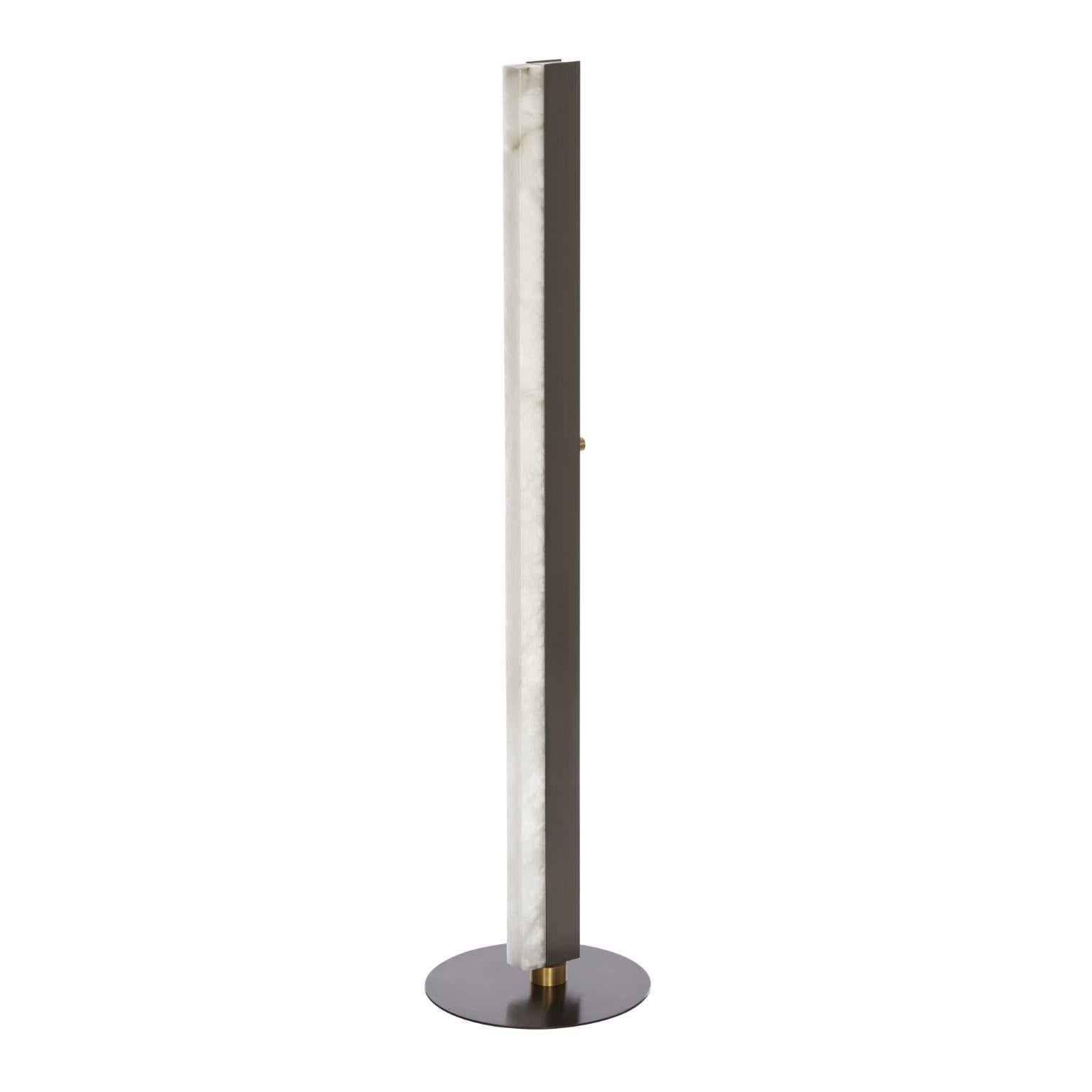 Bronze Artés floor lamp by CTO Lighting
Materials: Bronze, satin brass details and honed alabaster integrated dimmer switch
Dimensions: 30 x H 122 cm

All our lamps can be wired according to each country. If sold to the USA it will be wired for the