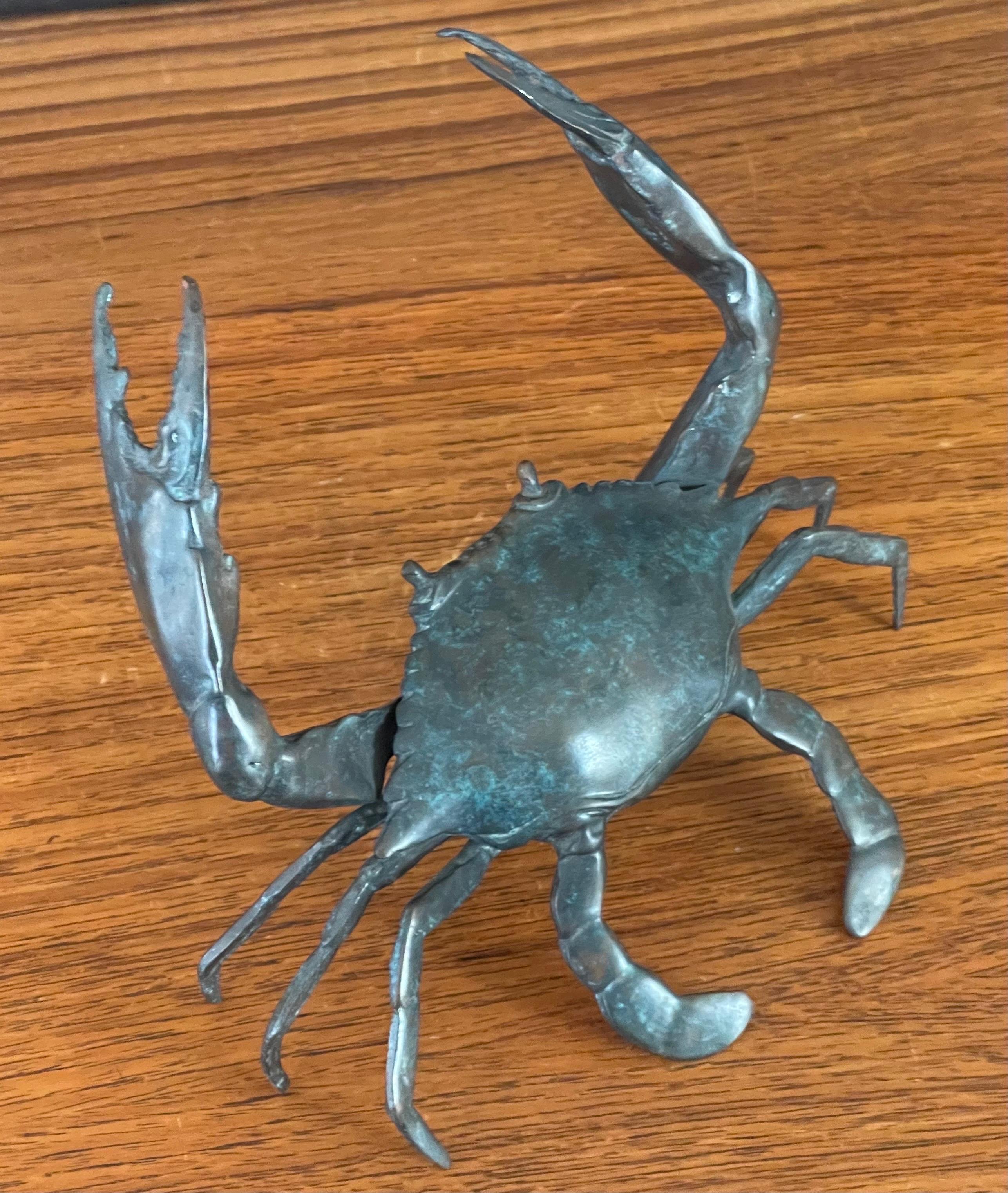 Mid-Century Modern Bronze Articulated Crab Sculpture