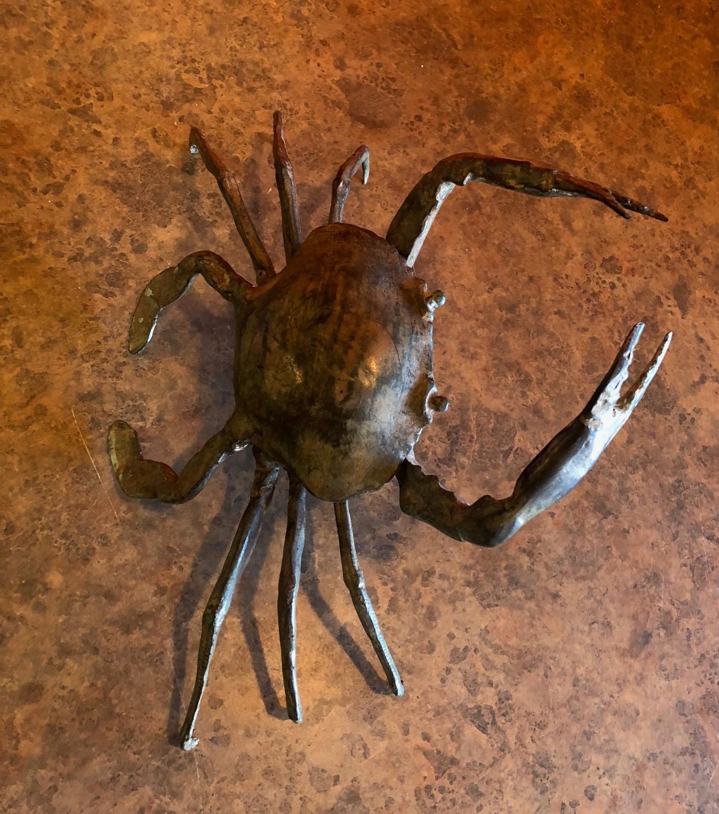 Mid-Century Modern Bronze Articulated Crab Sculpture