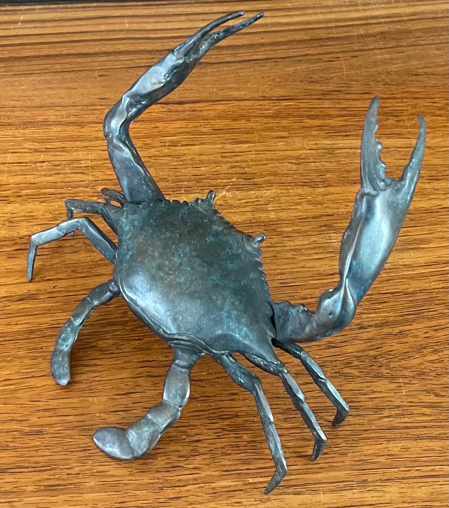 Bronze Articulated Crab Sculpture In Good Condition In San Diego, CA