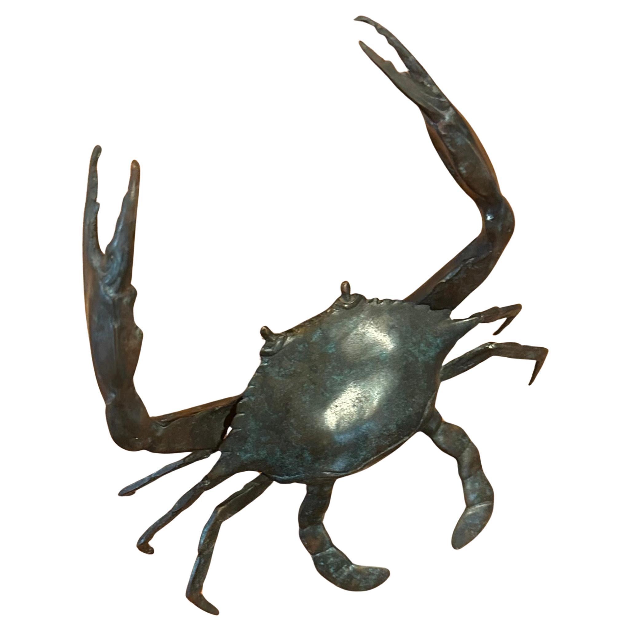 Bronze Articulated Crab Sculpture In Good Condition For Sale In San Diego, CA