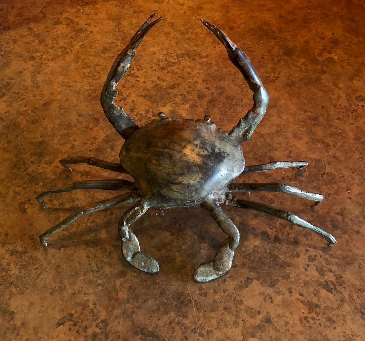 Bronze Articulated Crab Sculpture In Good Condition In San Diego, CA