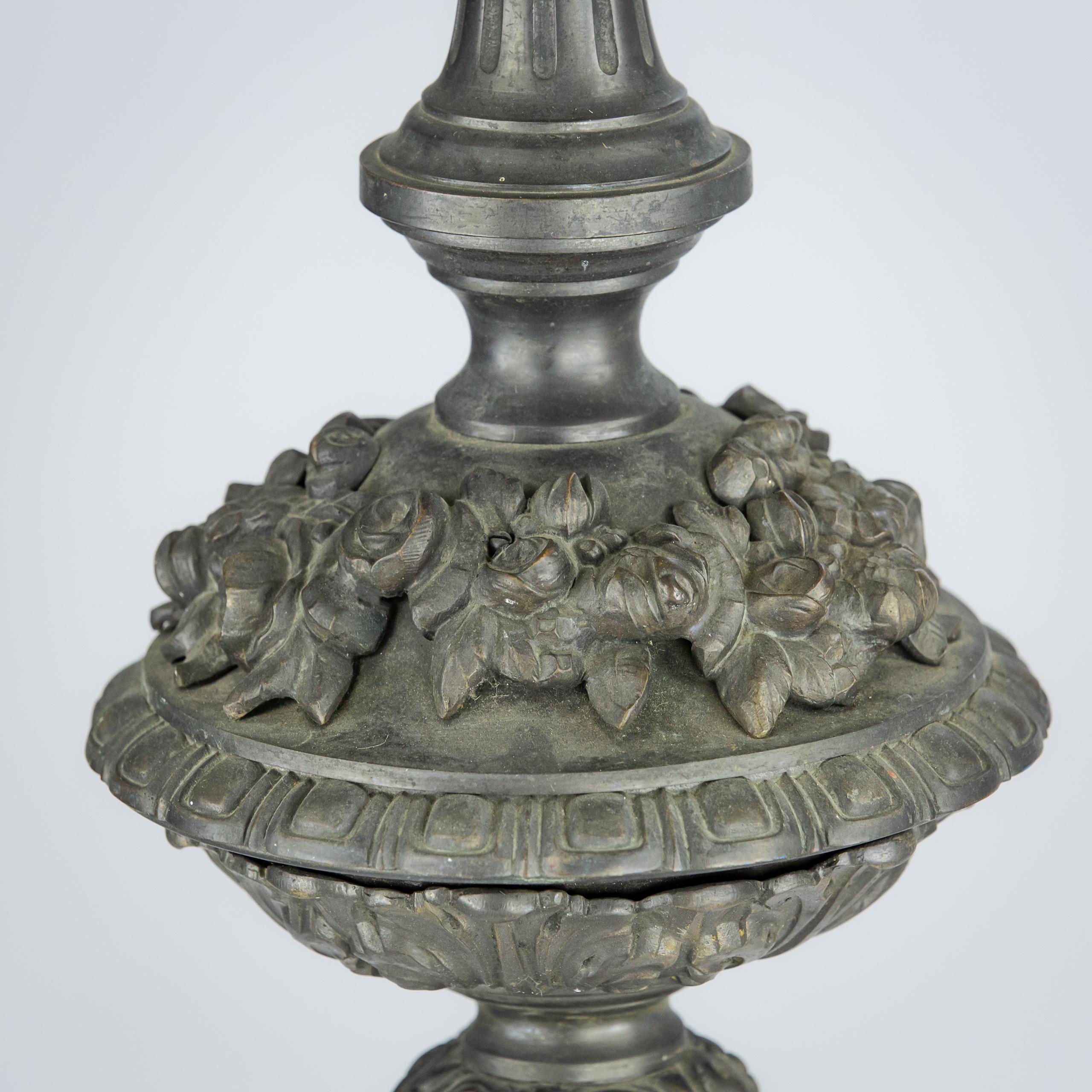 Bronze Articulating Floor Lamp with Bespoke William Morris Shade For Sale 1