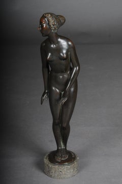 Bronze Artist Figure "Naked Woman" by Max D. Hermann Fritz