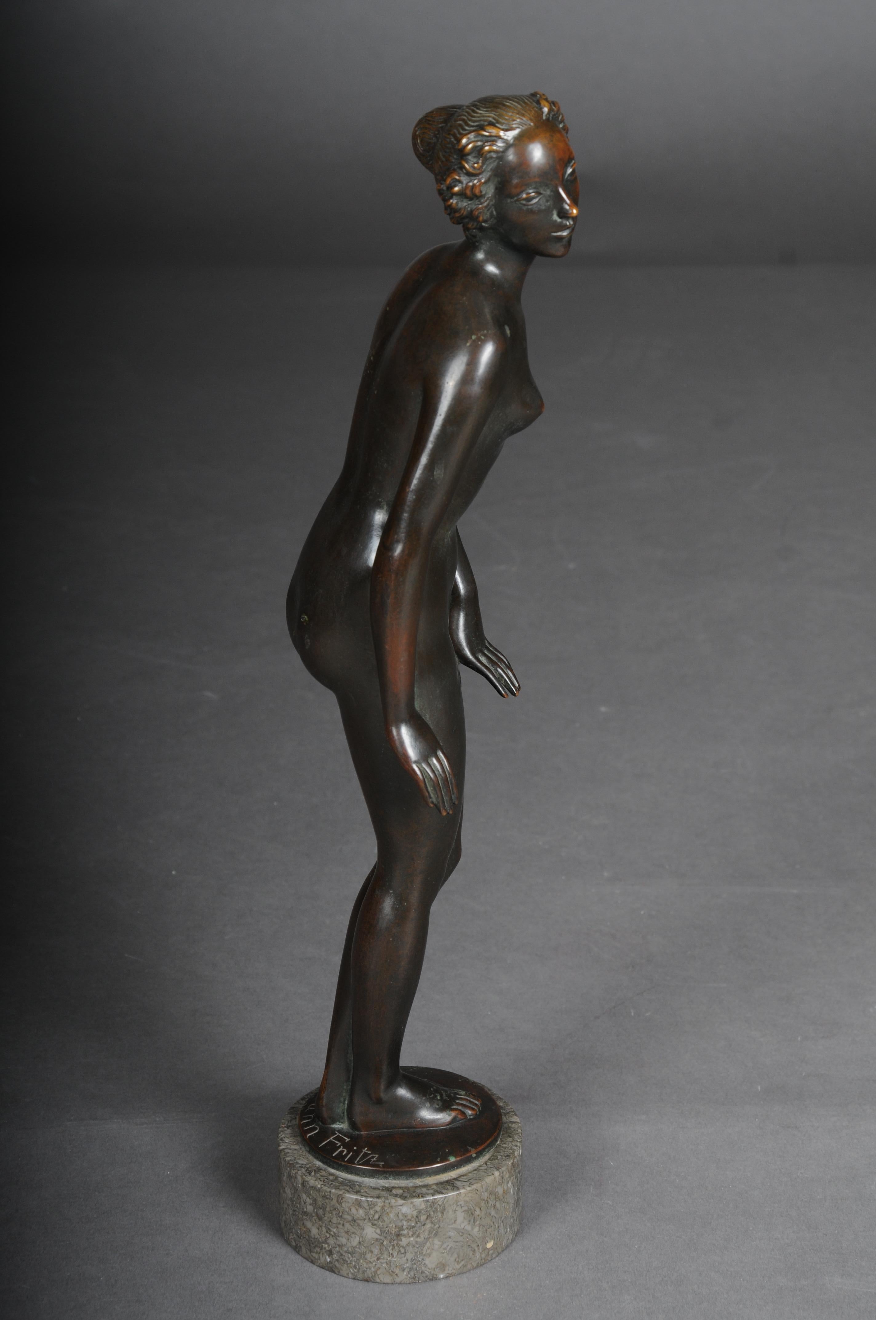 Bronze-Künstlerfigur „Naked Woman“ von Max D. Hermann Fritz im Angebot 3