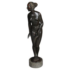 Bronze Artist Figure "Naked Woman" by Max D. Hermann Fritz
