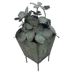 Bronze Artist Made Large Brutalist Flower Sculpture, Early 21st Century