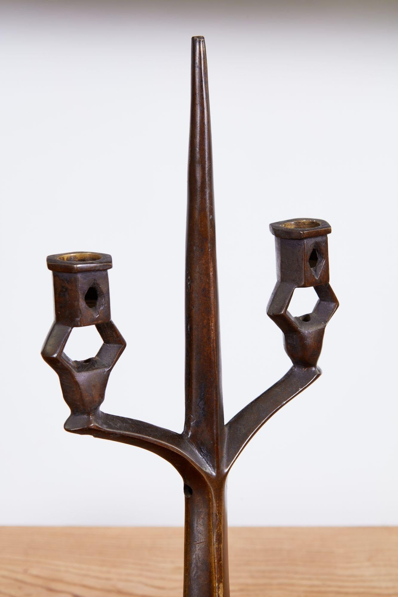 Bronze Arts and Crafts Candlesticks For Sale 5