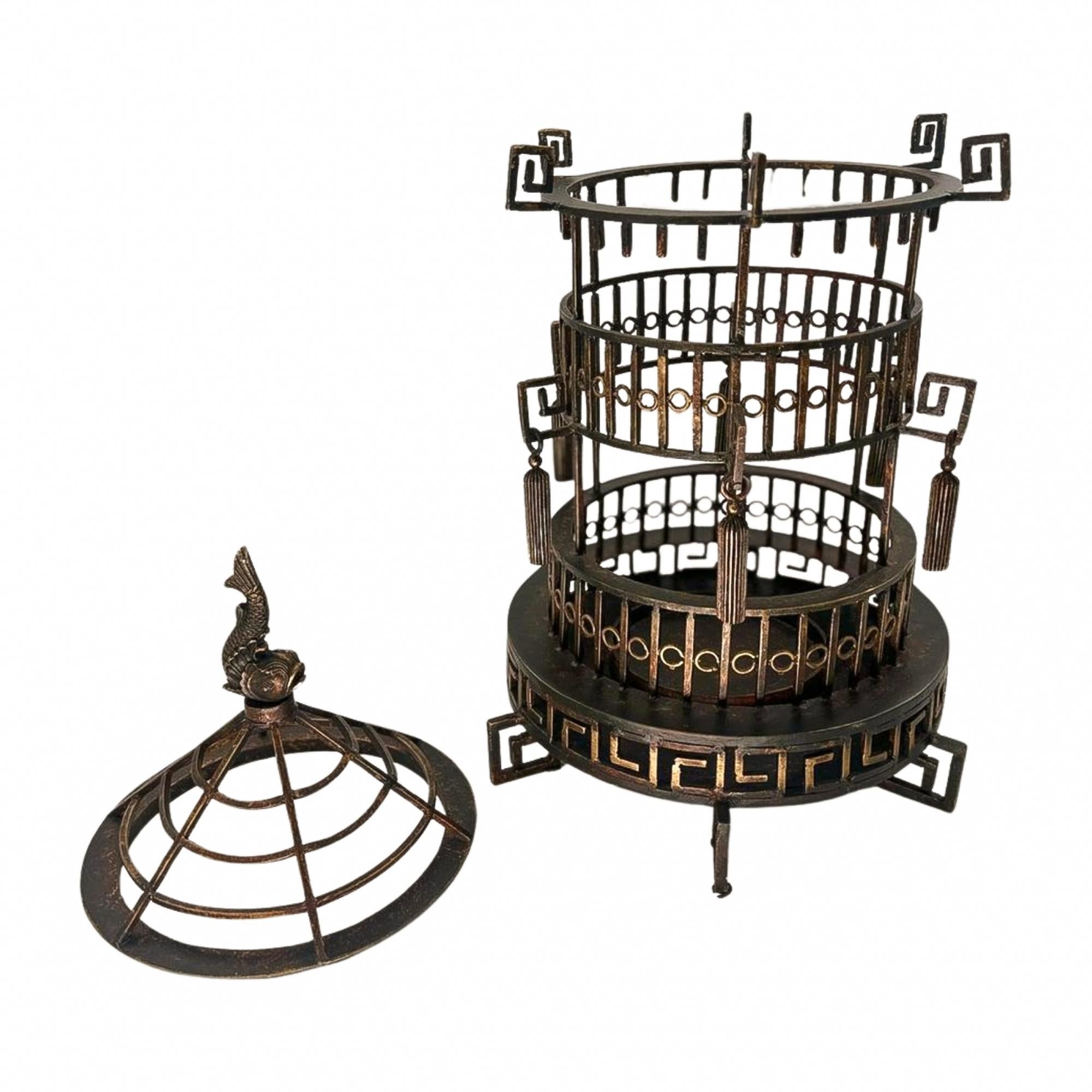 Chinese Export Bronze Asian Pagoda Candle Lantern For Sale