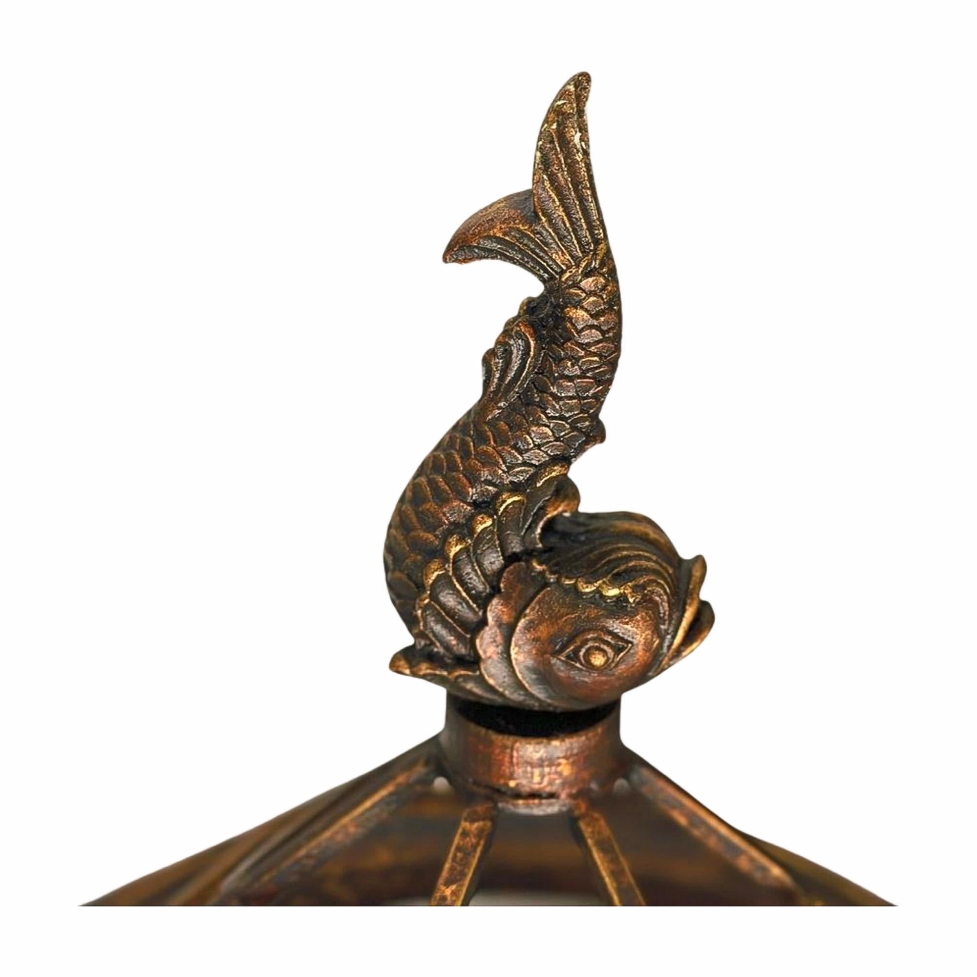 Bronze Asian Pagoda Candle Lantern In Good Condition For Sale In Sarasota, FL