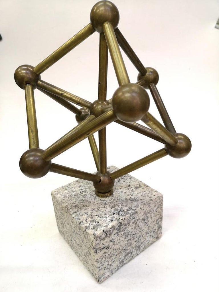 Mid-Century Modern Bronze Atomium Sculpture on a Marble Base, 1970s For Sale