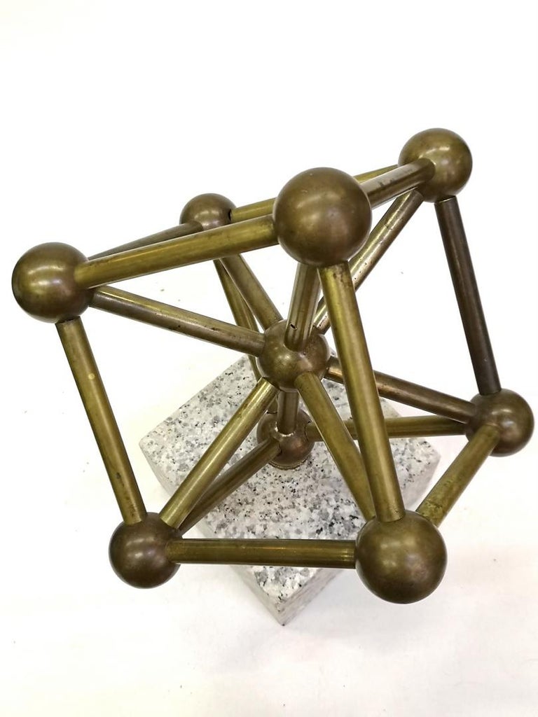 Bronze Atomium Sculpture on a Marble Base, 1970s In Good Condition For Sale In Budapest, HU