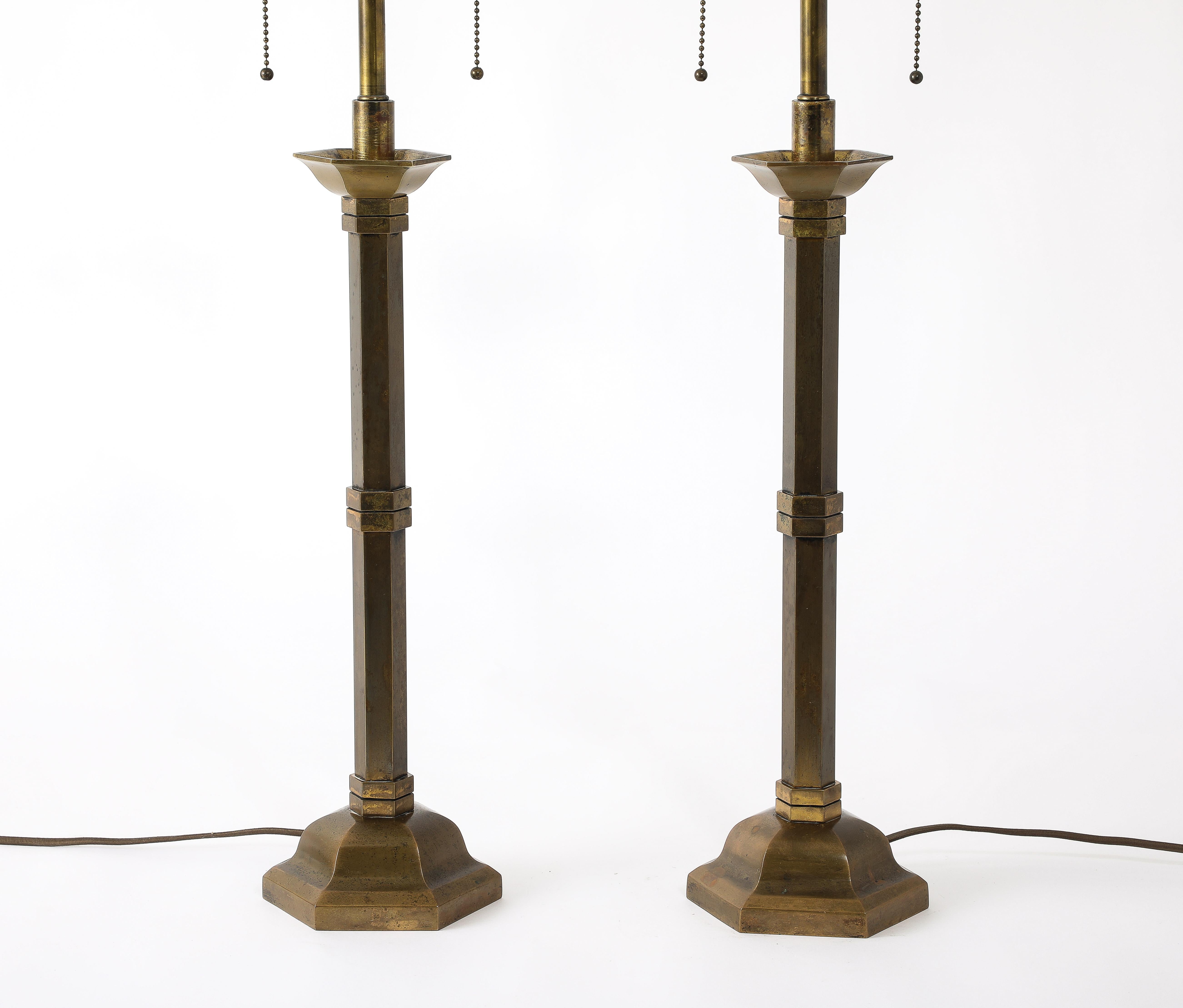20th Century Bronze Austrian Art Deco Table Lamps, Austria 1950's For Sale