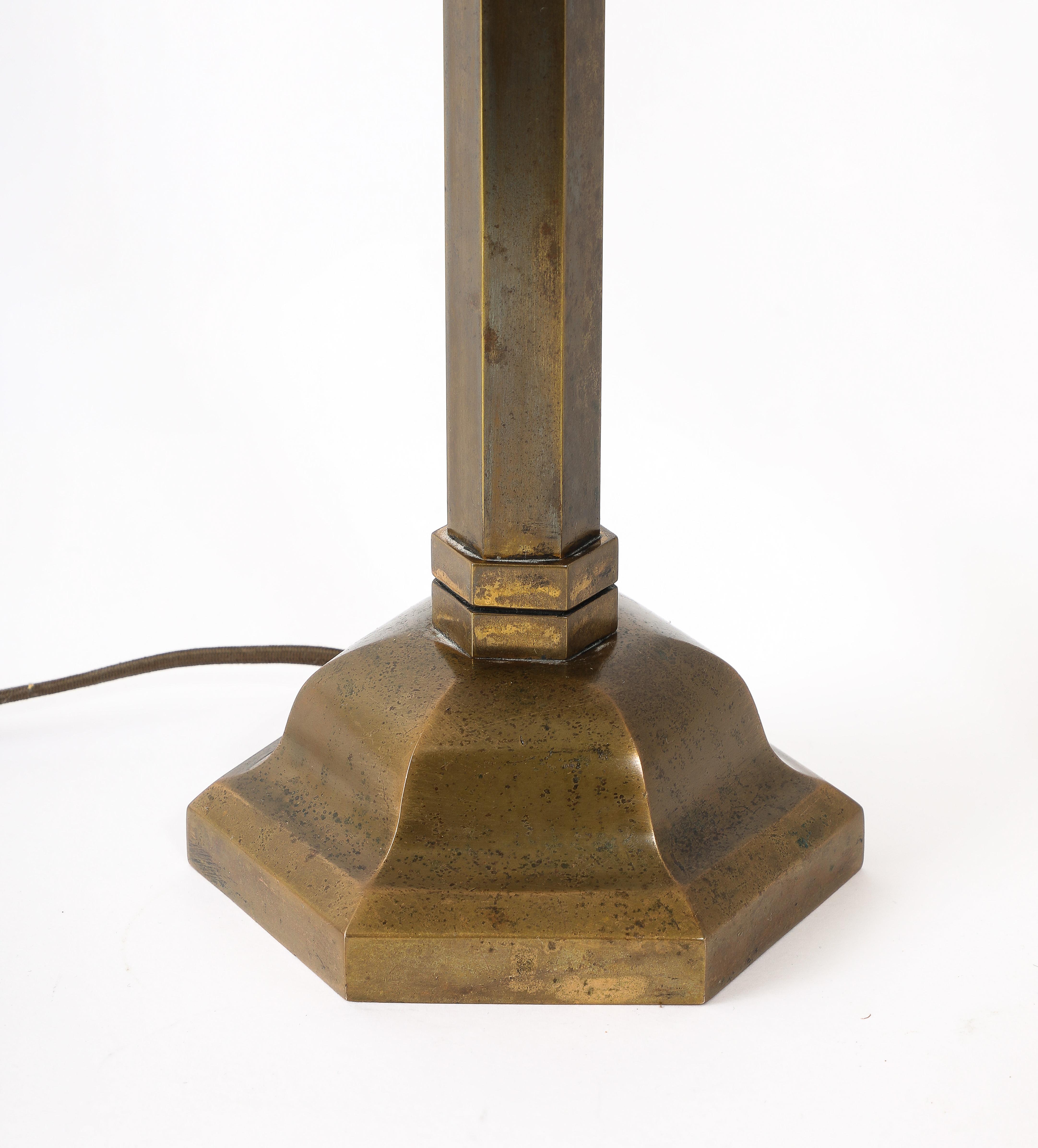 Brass Bronze Austrian Art Deco Table Lamps, Austria 1950's For Sale
