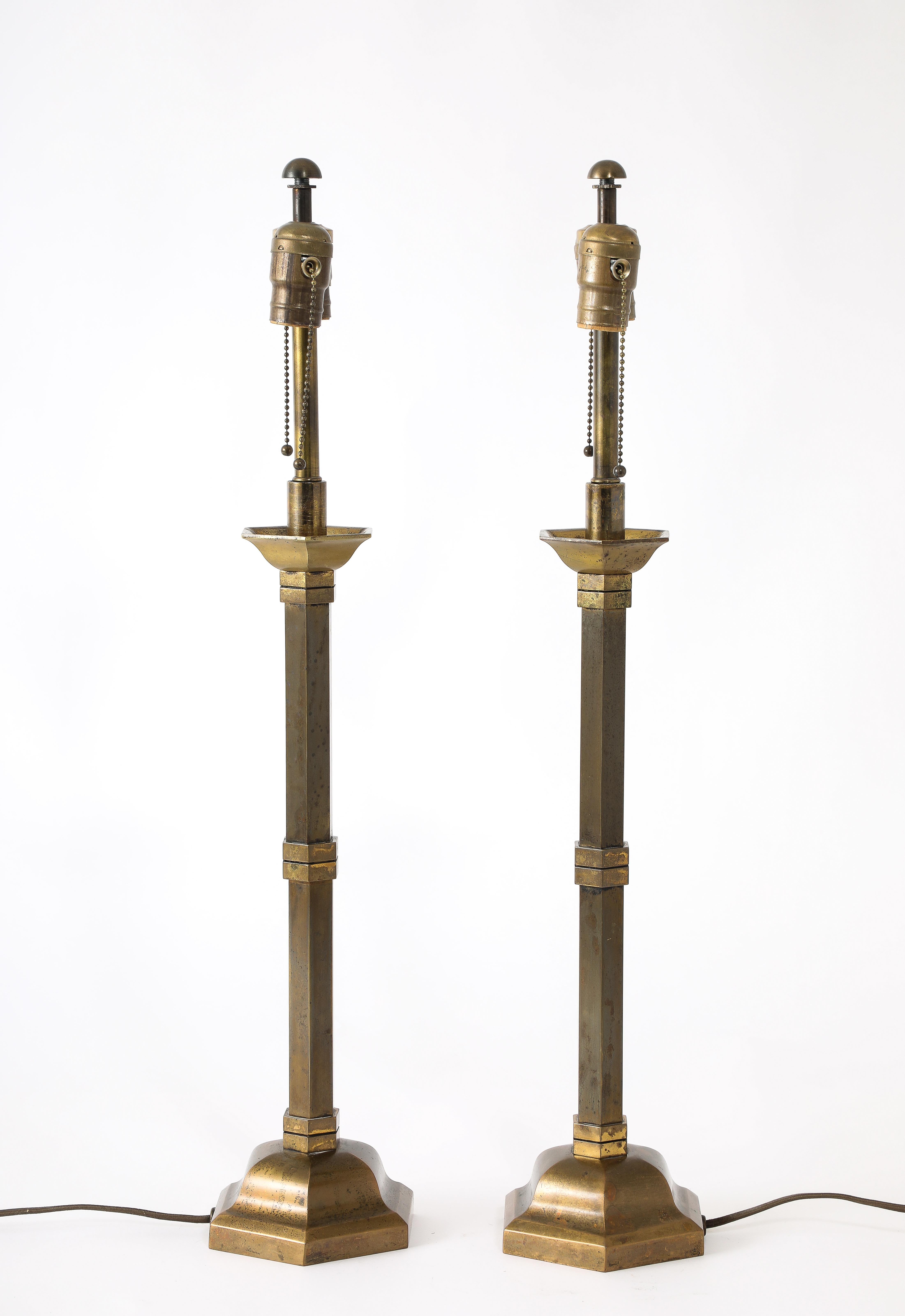 Bronze Austrian Art Deco Table Lamps, Austria 1950's For Sale 1