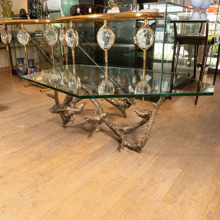 Bronze Aviary Coffee Table with Glass Top at 1stDibs