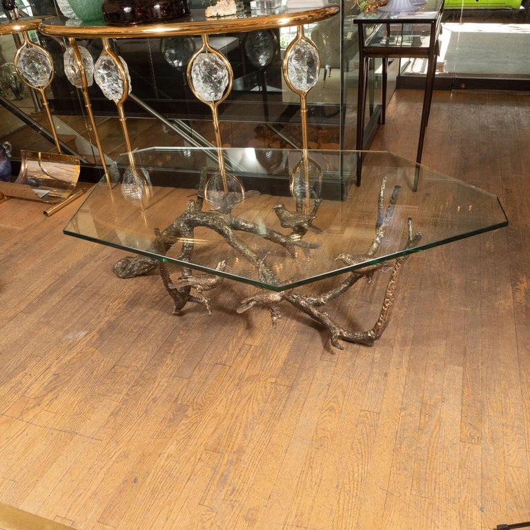 Bronze Aviary Coffee Table with Glass Top at 1stDibs