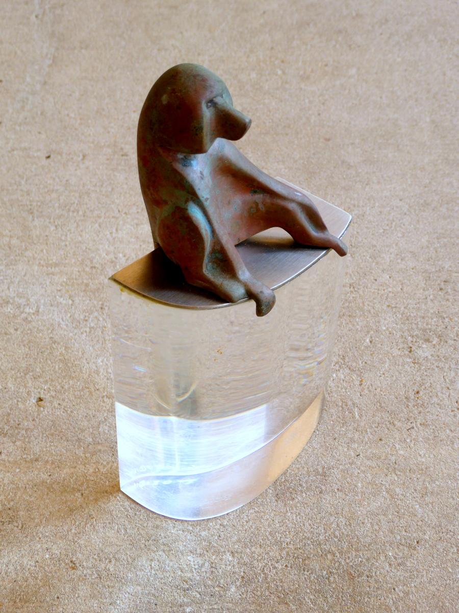 Bronze Baboon Sculpture by Loet Vanderveen For Sale 1