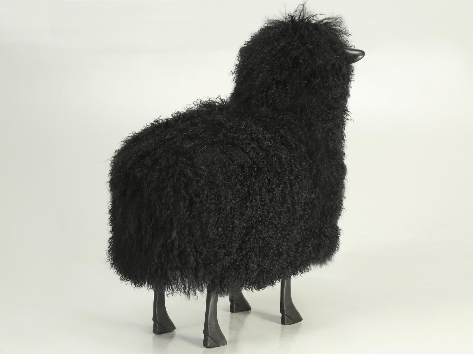 Bronze Lamb with Faux Fur Made in America  2
